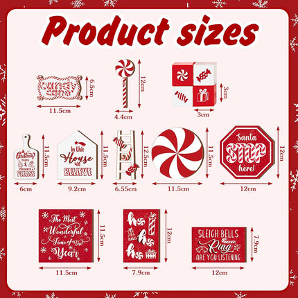 14-Pcs Rustic Christmas Tiered Tray Decorations, Snowman, Santa, and Candy Wood Accents