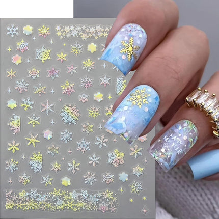 6 Sheets Christmas Nail Art Stickers – Snowflake, Christmas Tree & Colorful Snowflake Nail Decals
