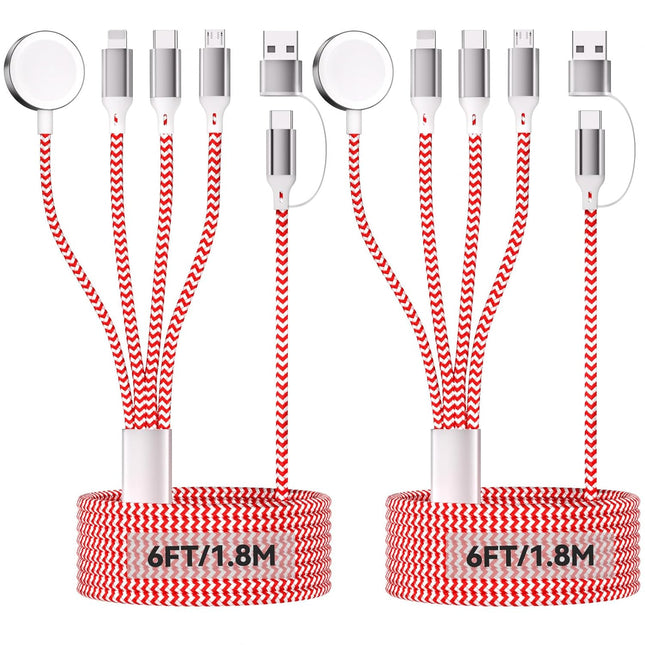 2-Pack 6FT Fast Charging Cable – USB A/C to iWatch, Lightning, Type-C, Micro