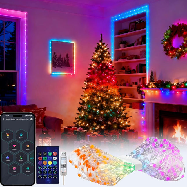 Smart USB Fairy String Lights – 33Ft Multicolor with Music Sync & App
