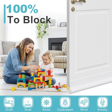 Door Draft Blocker Bottom Seal Cuttable Under Door Insulation Soundproof White