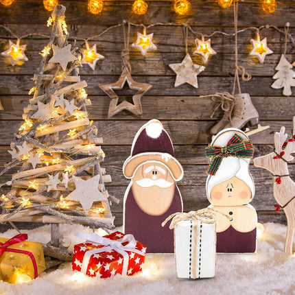 3PCS Wooden Santa Table Signs – Rustic Christmas Standing Centerpieces Decor