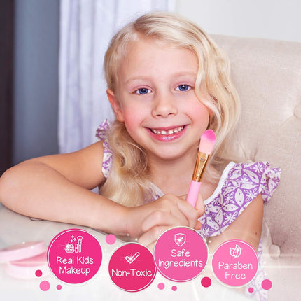 Kids Real Makeup Kit Pink Unicorn Purse Non Toxic Washable Girls Gift