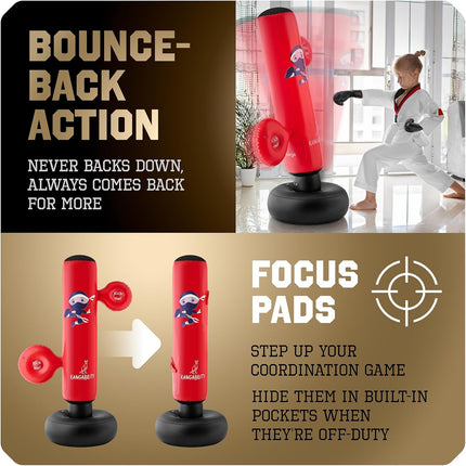 Kids Punching Bag Set – 5’3” Inflatable Bag with Gloves, Pads & Pump