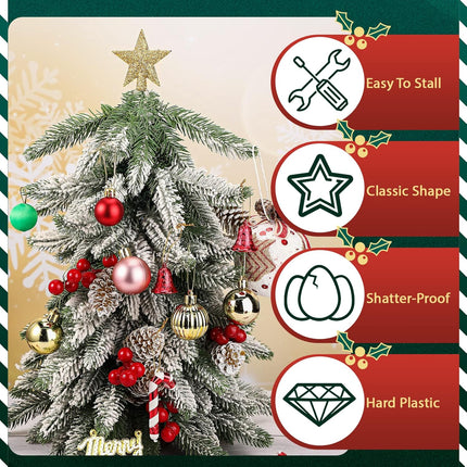 Mini Christmas Tree Topper Star – 2.36" Gold Glitter Decoration