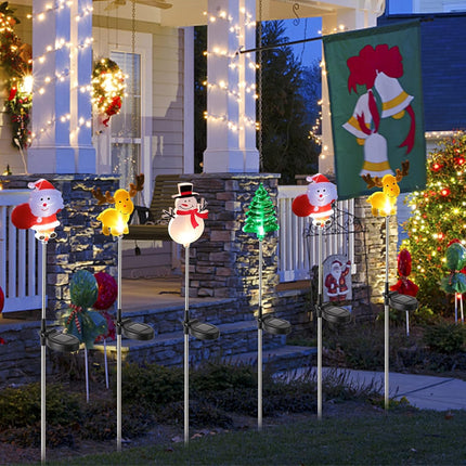 4 Pack Solar Christmas Lights – Santa, Snowman, Tree & Reindeer Yard Stakes