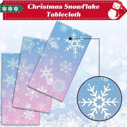 3 Pack Xmas Tablecloth – Blue & Purple Snowflake Disposable Waterproof Table Cover