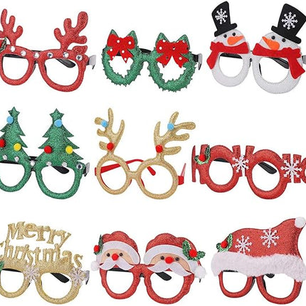 9 Pack Christmas Party Glasses – Glitter Holiday Eyeglass Frames
