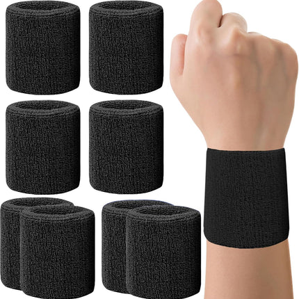 8 Pack Sports Wrist Sweatbands, Cotton Blend Absorbent Wristbands for Men & Women