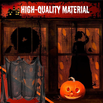 48x240in Halloween Creepy Cloth, Giant Black Cheesecloth Tapestry for Party Decor