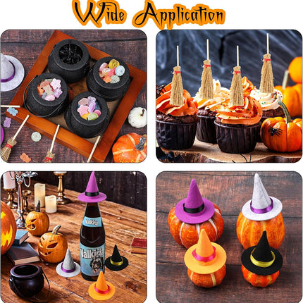 37-Piece Mini Witch Hat, Candy Cauldron & Broom Halloween Craft Table Decor Set