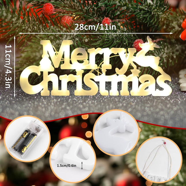 Merry Christmas LED Sign | Hanging Glowing Ornament for Tree, Wall & Door