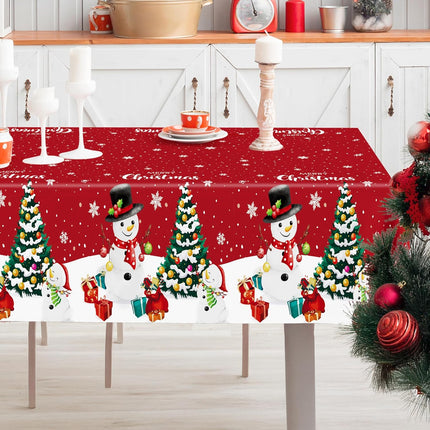 3-Pack Christmas Tablecloths – 54x108" Snowman Disposable Holiday Table Cover