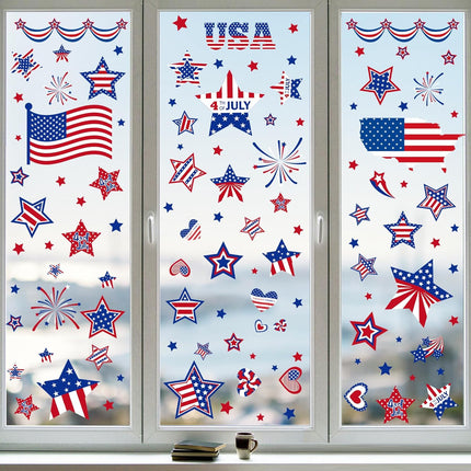 4th of July Window Clings Patriotic USA Stars Independence Day Decor