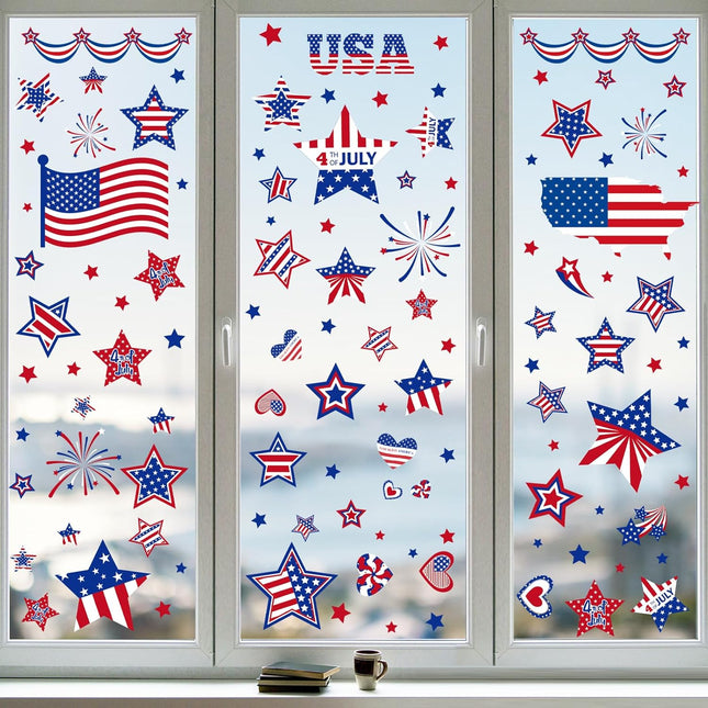 4th of July Window Clings Patriotic USA Stars Independence Day Decor