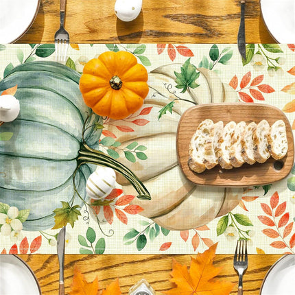 Thanksgiving Fall Table Runner 13x72, Pumpkin Eucalyptus Home Decoration