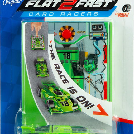 Original Speed Card Racer, Pocket-Size Car Launcher with Rubber Tires, Neon Green