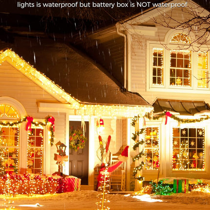 10Ft 120 LED Starry Firecracker Fairy Lights, Waterproof Silver Wire, Battery Operated