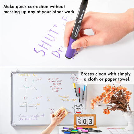 Magnetic Whiteboard Markers – 15 Fine Point Colors for School, Office, Home