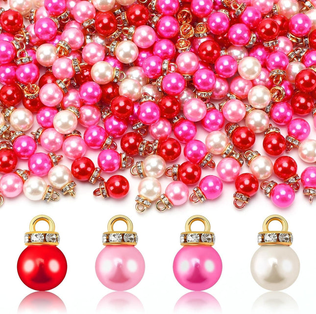 90 PCS Pink Christmas Mini Ball Ornaments Pearl Glitter Hanging Decorations