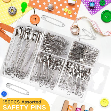 160PCS Safety Pins – Large & Small Nickel Plated Pins for Sewing & Crafts