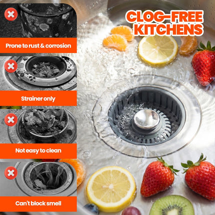 2 Pack Stainless Steel Sink Drain Strainer 3 in 1 Anti Clog Kitchen Stopper