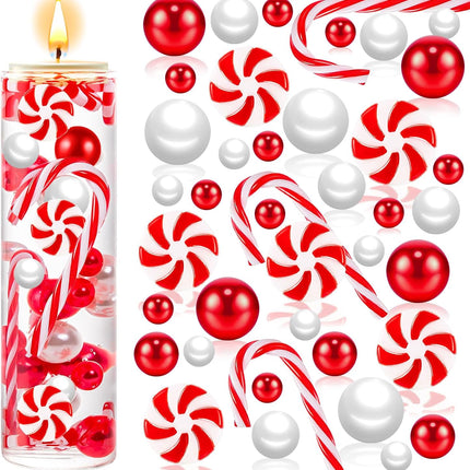 120PCS Christmas Vase Fillers – Red & White Candy Cane Decorations for Table