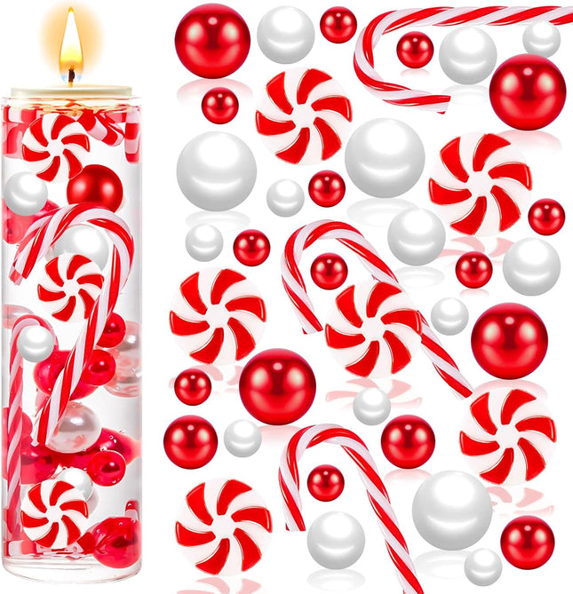 120PCS Christmas Vase Fillers – Red & White Candy Cane Decorations for Table