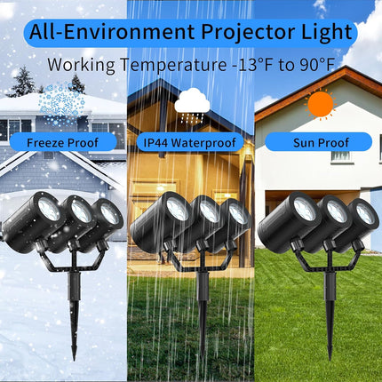 Snowflake Christmas Projector Lights – Triple Head, Timer, Waterproof LED