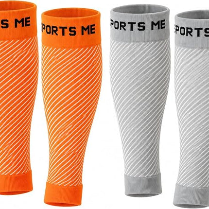 Orange Calf Sleeves 2 Pairs for Men and Women, Breathable Mid-Calf Leg Warmers for Sports