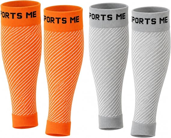 Orange Calf Sleeves 2 Pairs for Men and Women, Breathable Mid-Calf Leg Warmers for Sports