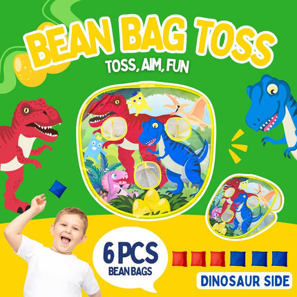 Dinosaur Bean Bag Toss Game Double Sided Target Board Indoor Outdoor Toy