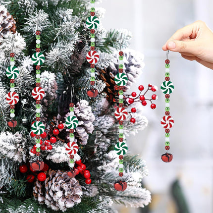 6PCS Candy Christmas Tree Decorations – Red Plastic Beads Ornaments