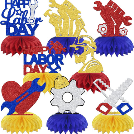 8 Pcs Happy Labor Day Honeycomb Centerpieces Patriotic Party Decor