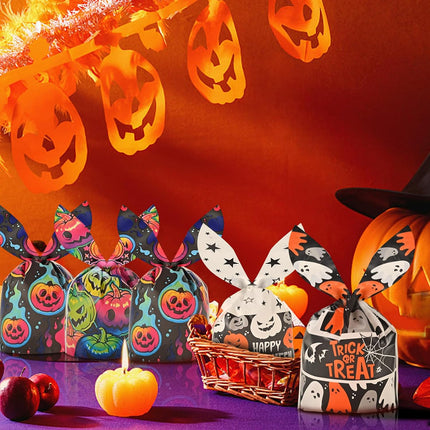 120PCS Halloween Candy Treat Bags, 6 Patterns, Trick-or-Treat Party Gift Bags for Kids