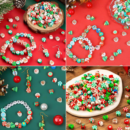 1480 PCS Christmas Polymer Clay Beads Charms Jewelry Making DIY Kit