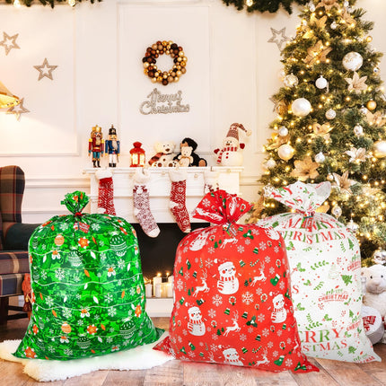 3-Pack Large Christmas Gift Bags – 36"x36" Jumbo Holiday Gift Wrap