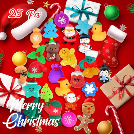 25PCS Christmas Squishy Toys – Mochi Squishies for Kids Party Favors