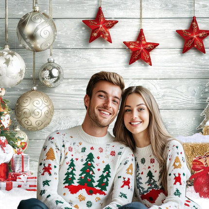 Christmas Photography Backdrop – White Wood Floor & Winter Holiday Decor