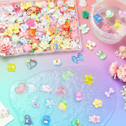 100 Pack Cute Resin Slime Charms Glittery DIY Craft Decoration Supplies