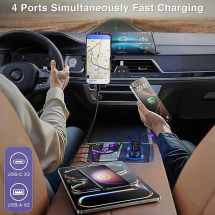 3-Pack 65W USB-C Car Charger – 4-Port Fast Charging Adapter for Phones