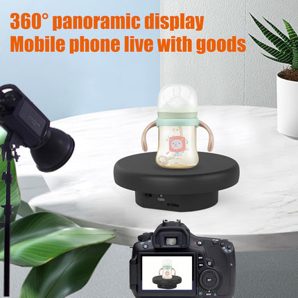Electronic 360° Display Turntable – 6.3" Photography Stand, Black