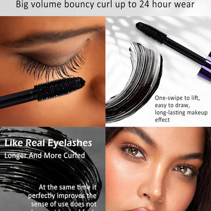 Black Waterproof Mascara & Eyeliner Set 5D Silk Fiber Volume Lengthening