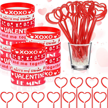 48 Pcs Valentine’s Day Pens & Silicone Bracelets Set: Party Favors & Gift Set