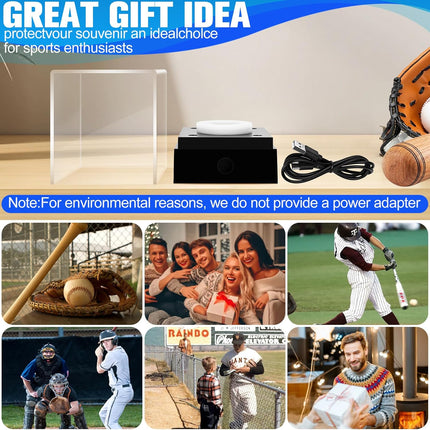 Baseball Display Case with LED & UV Protection – Acrylic Cube Holder