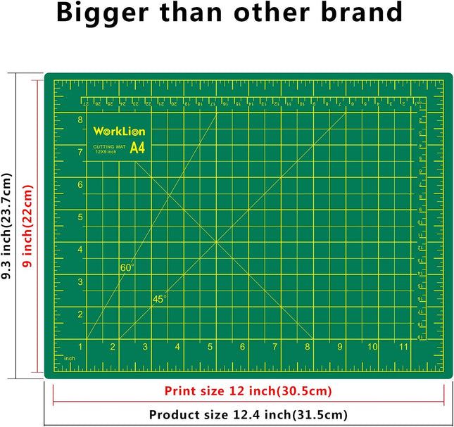 12 x 9 Inch Self-Healing Cutting Mat, Double-Sided 5-Ply Craft Board Sewing and Quilting