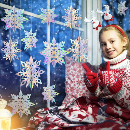 Christmas Snowflake Decorations – 15pcs 3D Paper Garland for Winter Parties