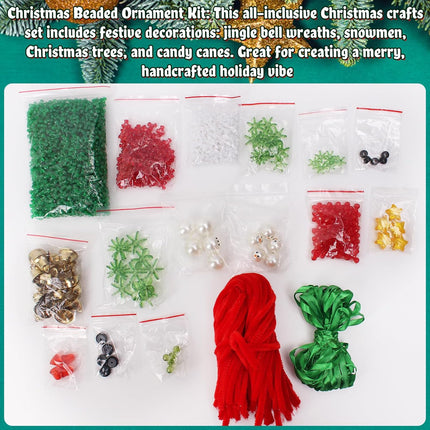 40PCS Christmas Beaded Ornament Craft Kit Wreath Snowman Tree Candy Cane