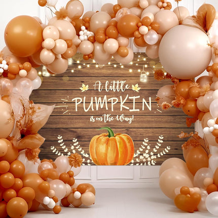Fall Baby Shower Backdrop 7x5ft – “A Little Pumpkin is on the Way”