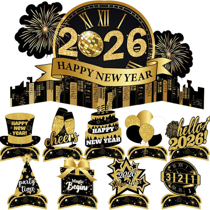 10-Piece Happy New Year 2026 Centerpieces – NYE Party Table Decor